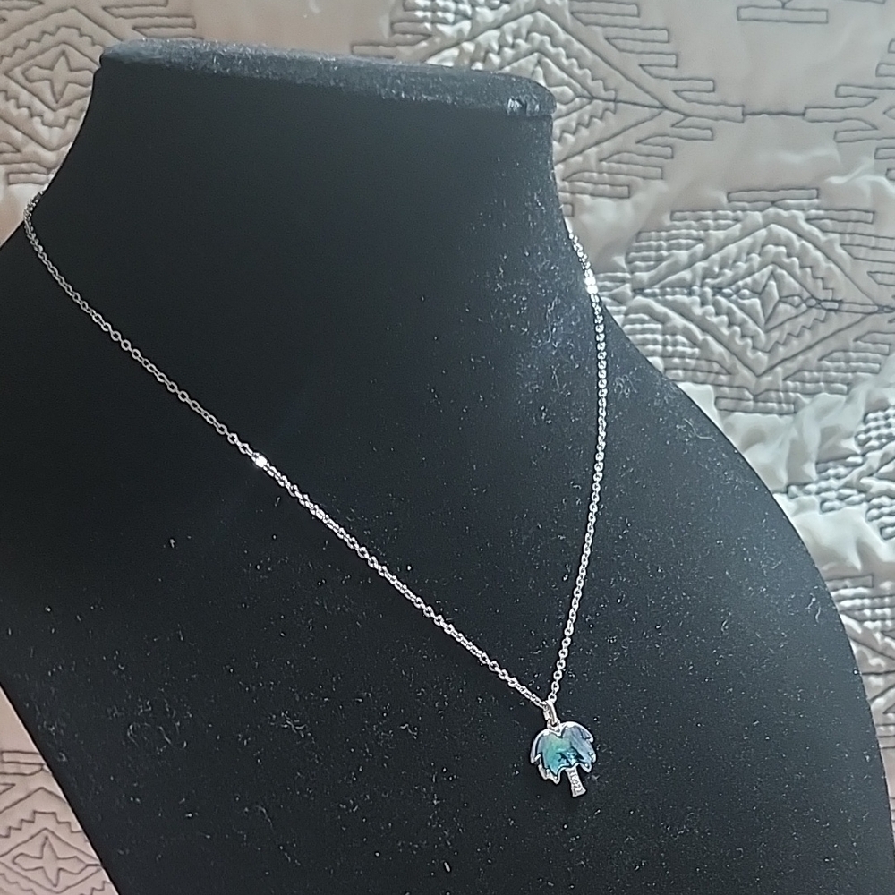 Silver Palm Tree Pendant Necklace